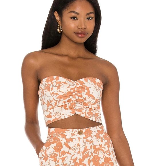 Revolve Lovers & Friends Bandeau Crop Top Floral Size M - Picture 1 of 7